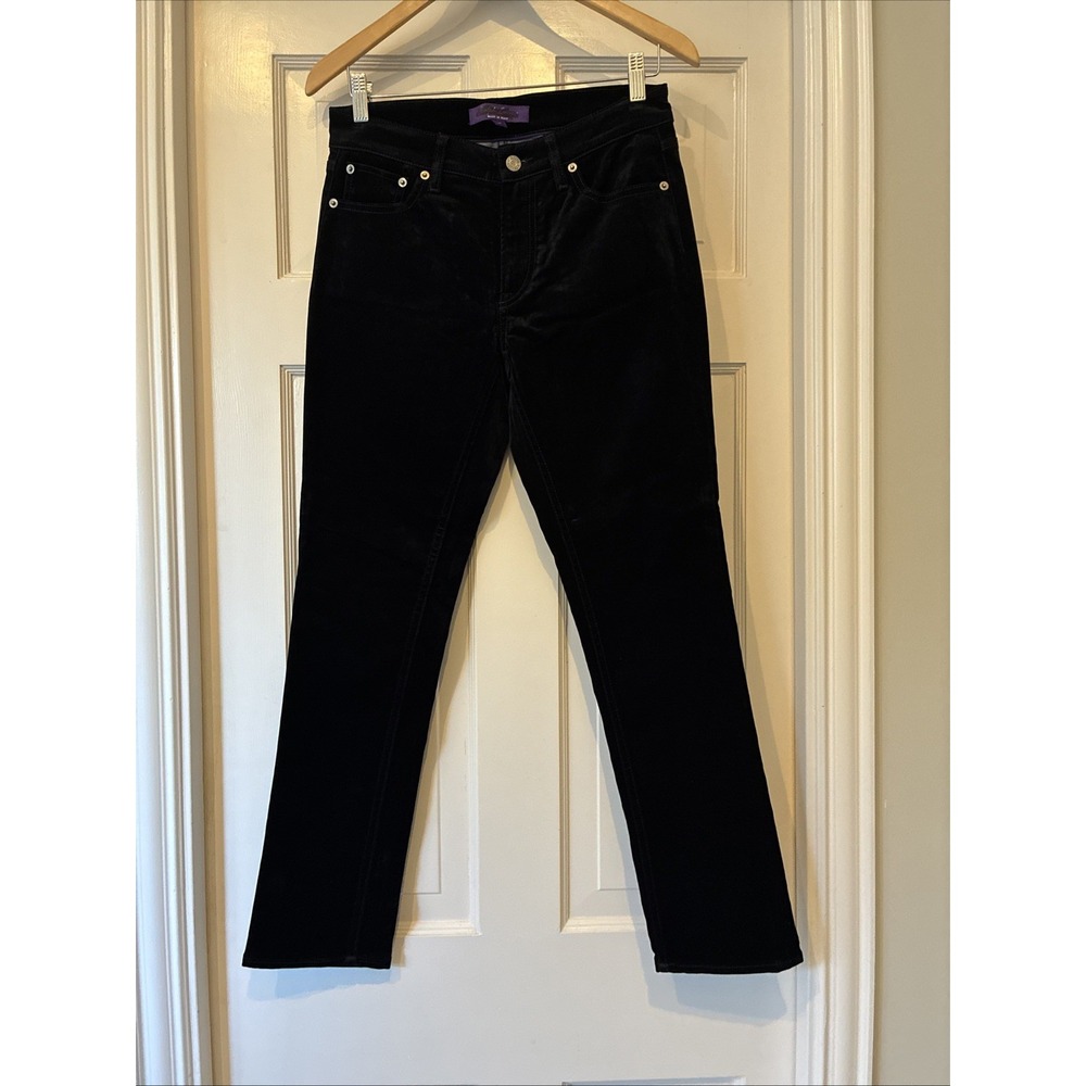 Ralph Lauren Collection 160 Flocked Coated Black Velvet Denim Jeans Sz 28 - Picture 6 of 16